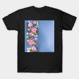 Pink Roses and Butterflies T-Shirt